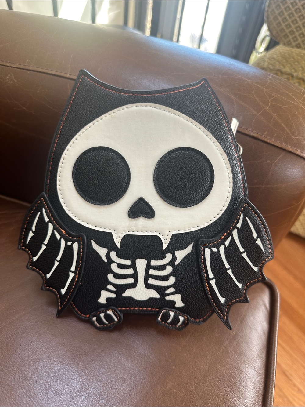 Black & White Skull Owl Crossbodyt Bag GLOWS IN THE DARK